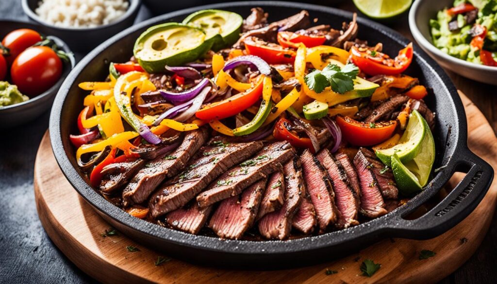 Mexican flank steak fajitas