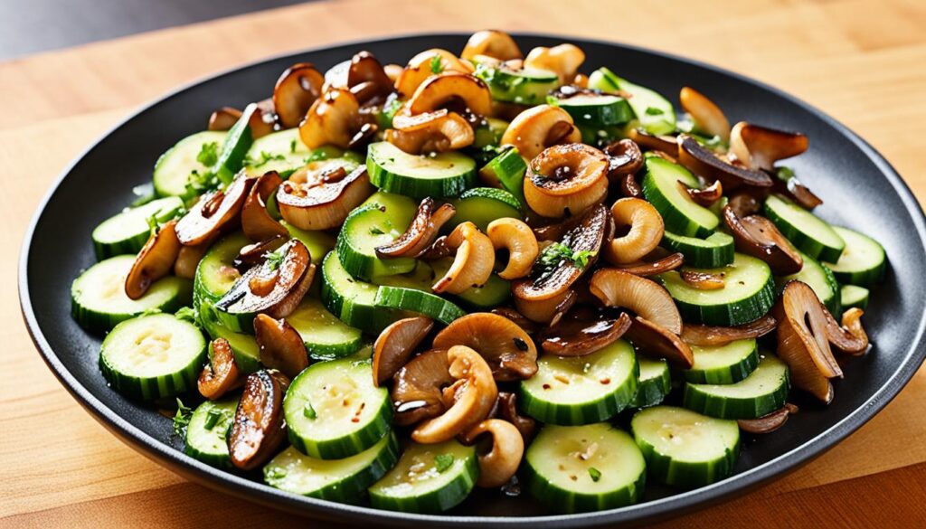 Stir-fried Cucumbers with Trumpet Mushrooms