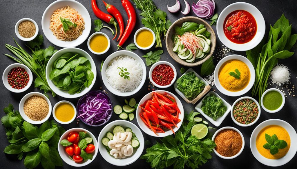 Thai food ingredients for a healthy meal