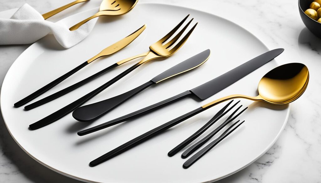 Wayfair Contemporary Black and Gold Flatware Set