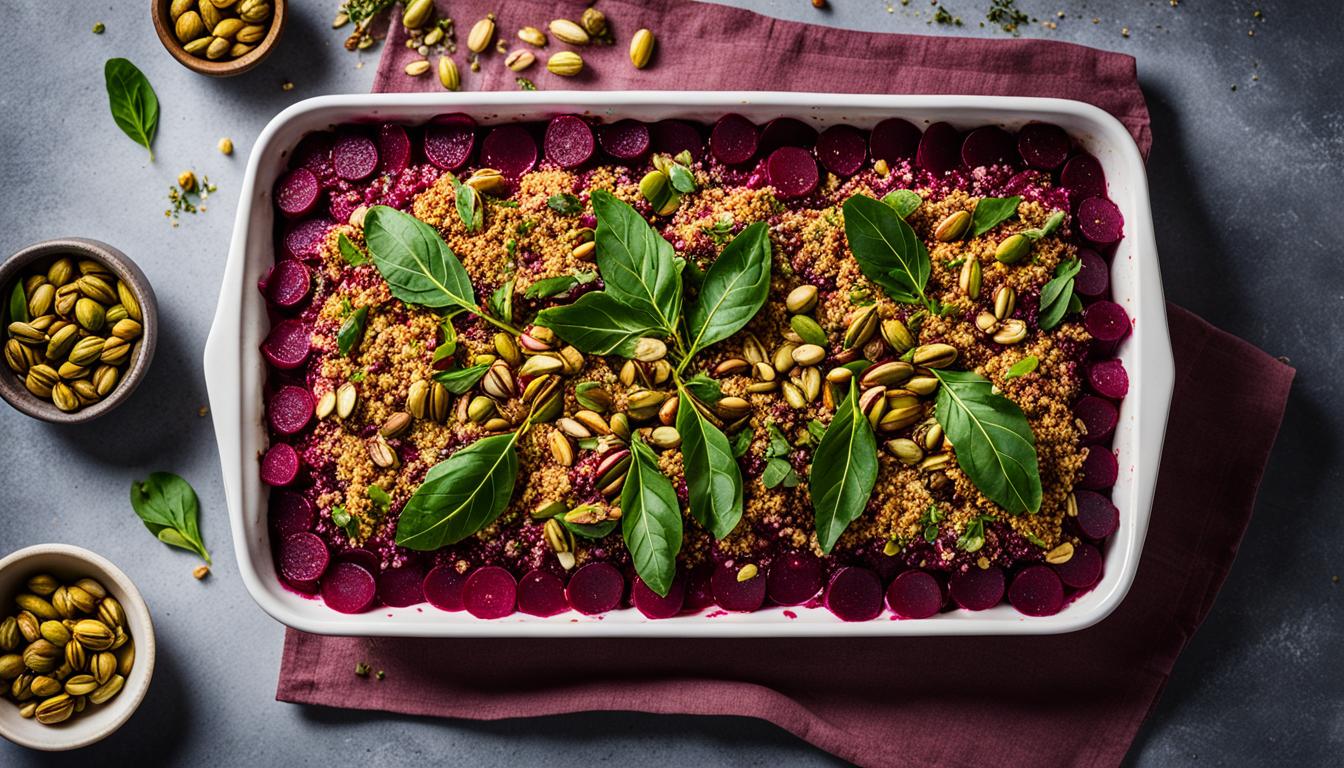 beet gratin pistachio crumble recipe