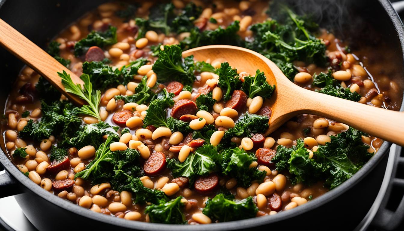 One Pot Black Eyed Peas Kale Andouille Stew Recipe