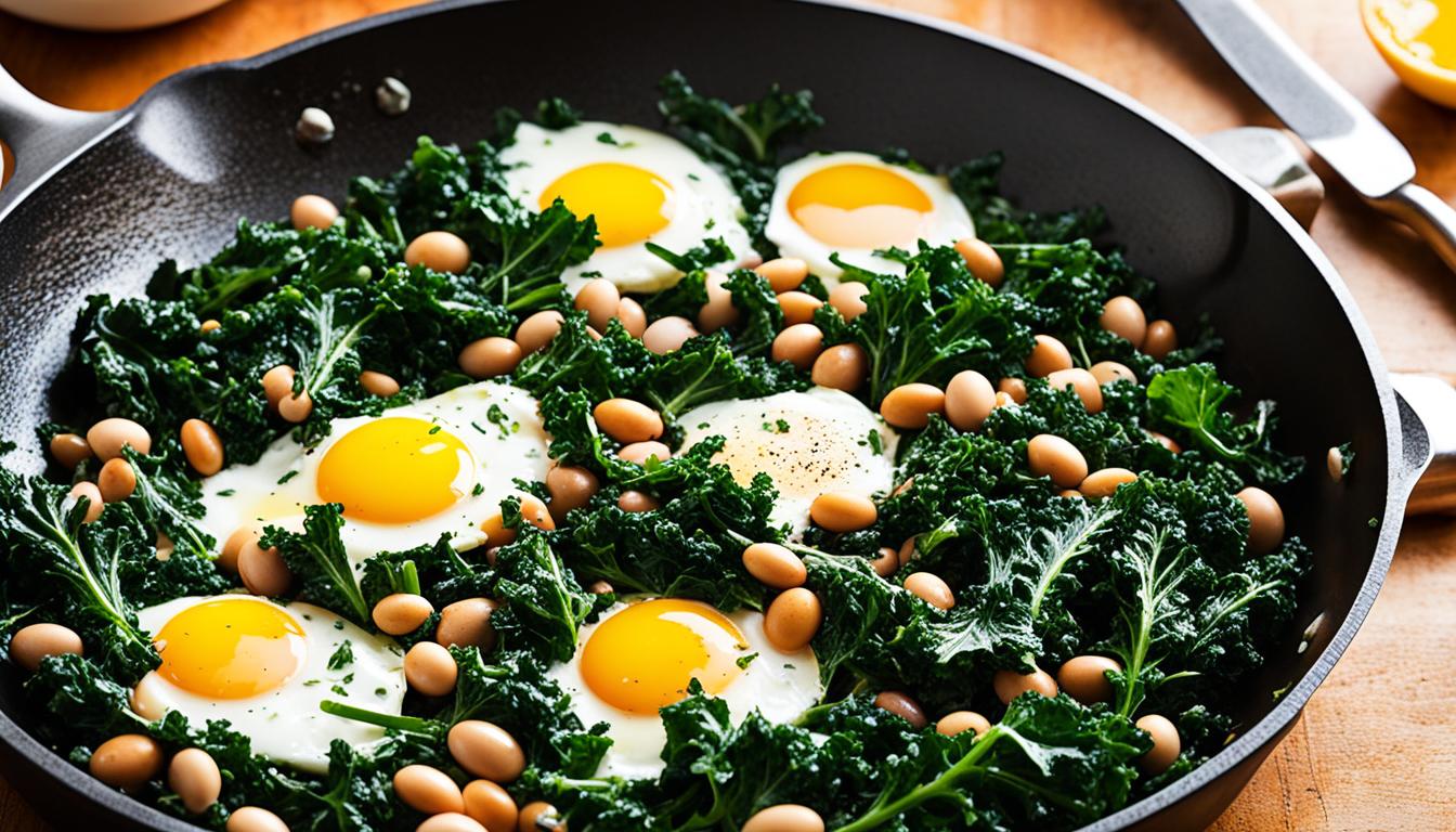 butter beans with kale and eggs