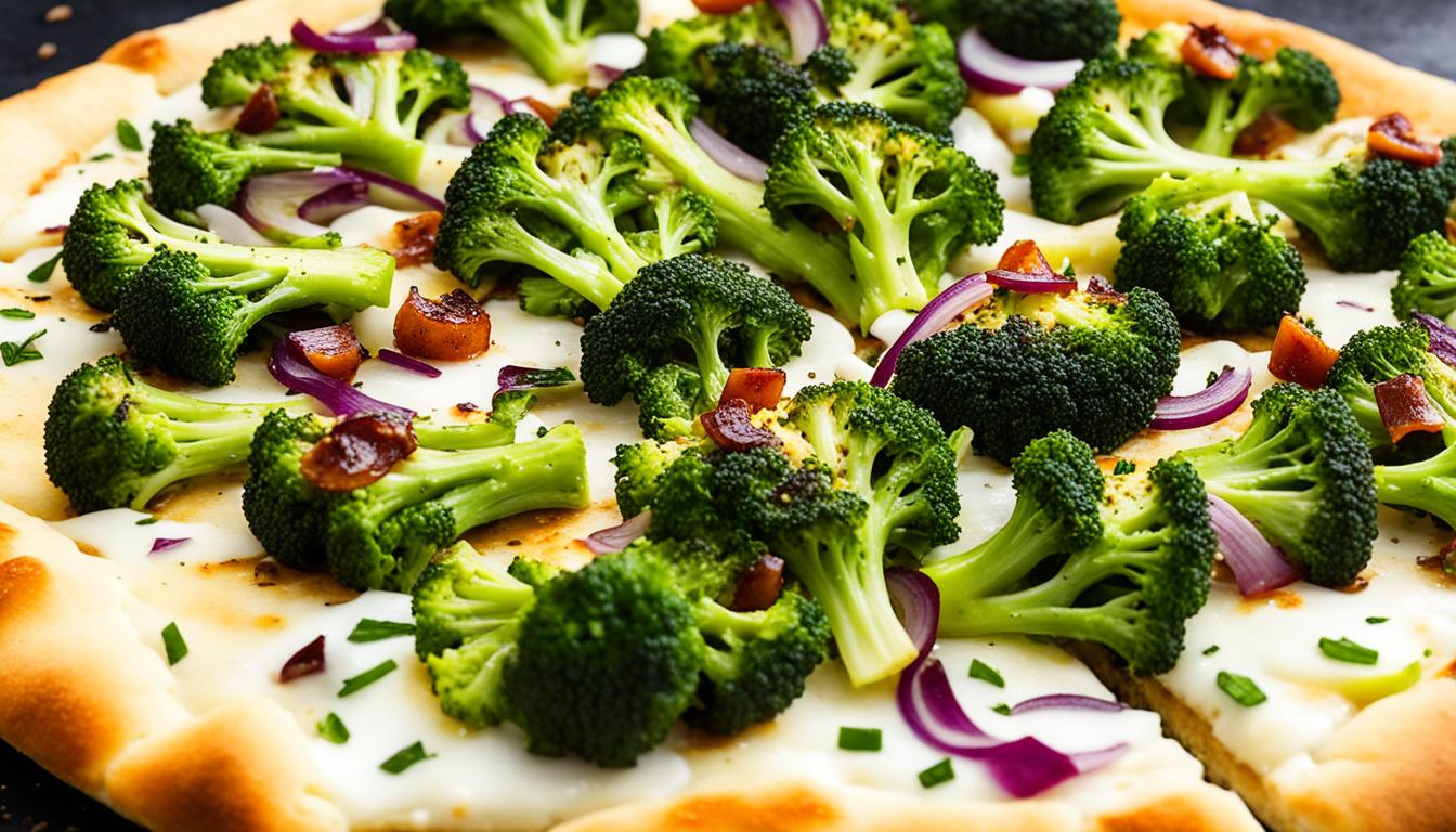 caramelized broccoli and red onion pizza