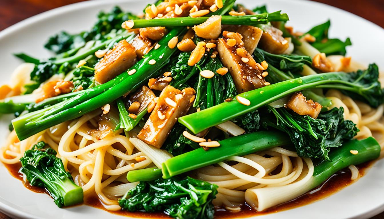 Dry Fried Chow Fun with Chinese Broccoli Recipe