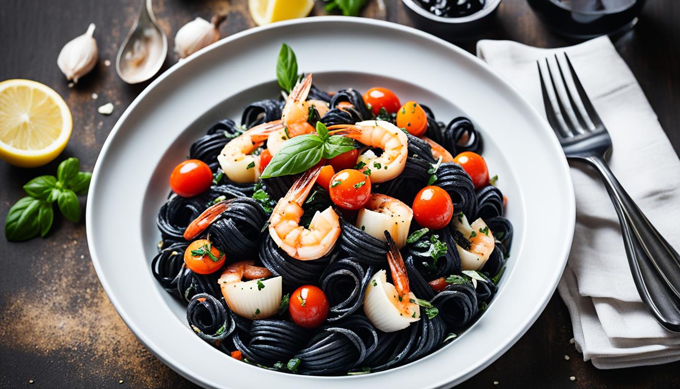 easy italian squid ink pasta with shrimp and scallops recipe