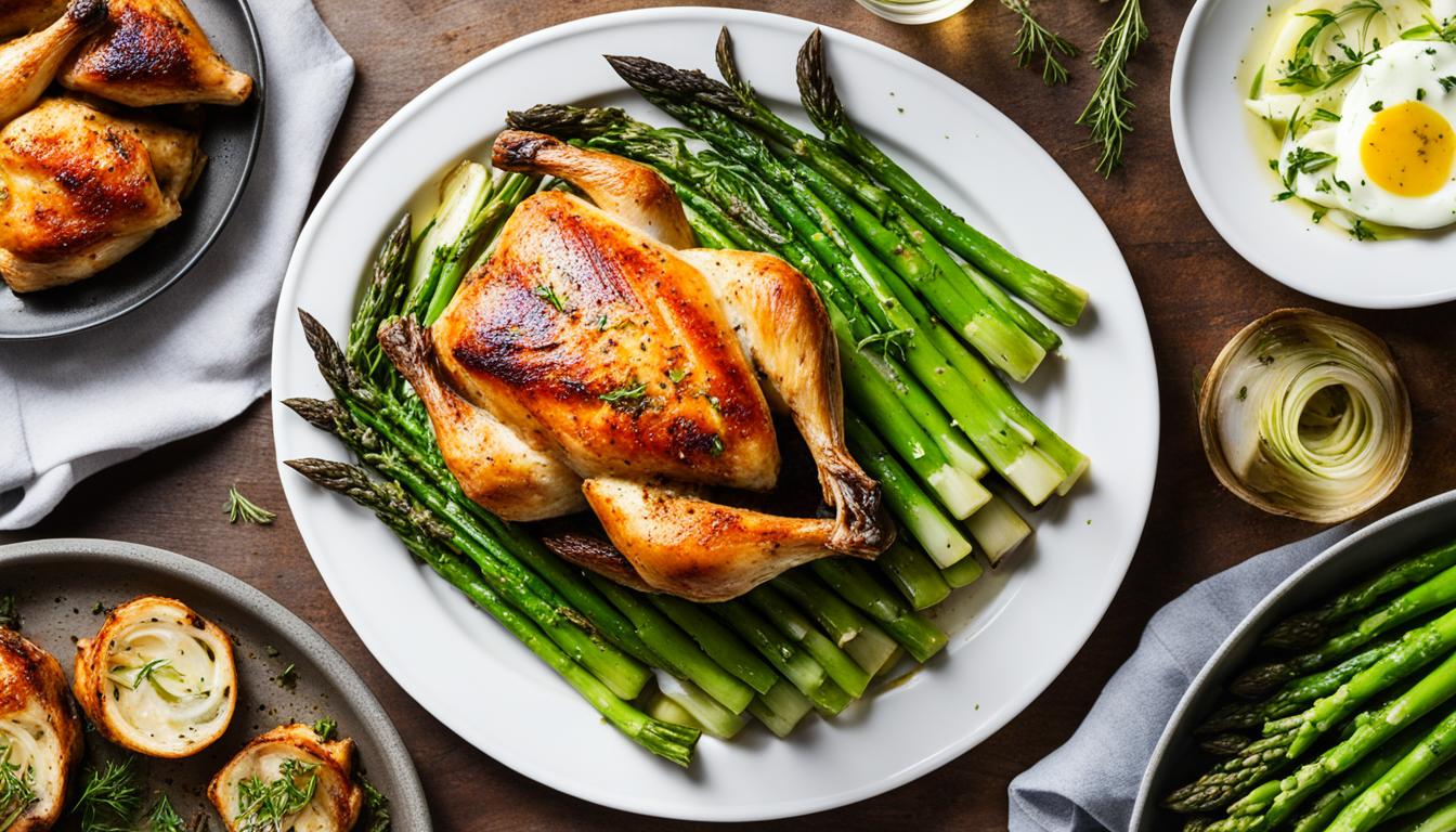 easy roast chicken with asparagus and leeks recipe