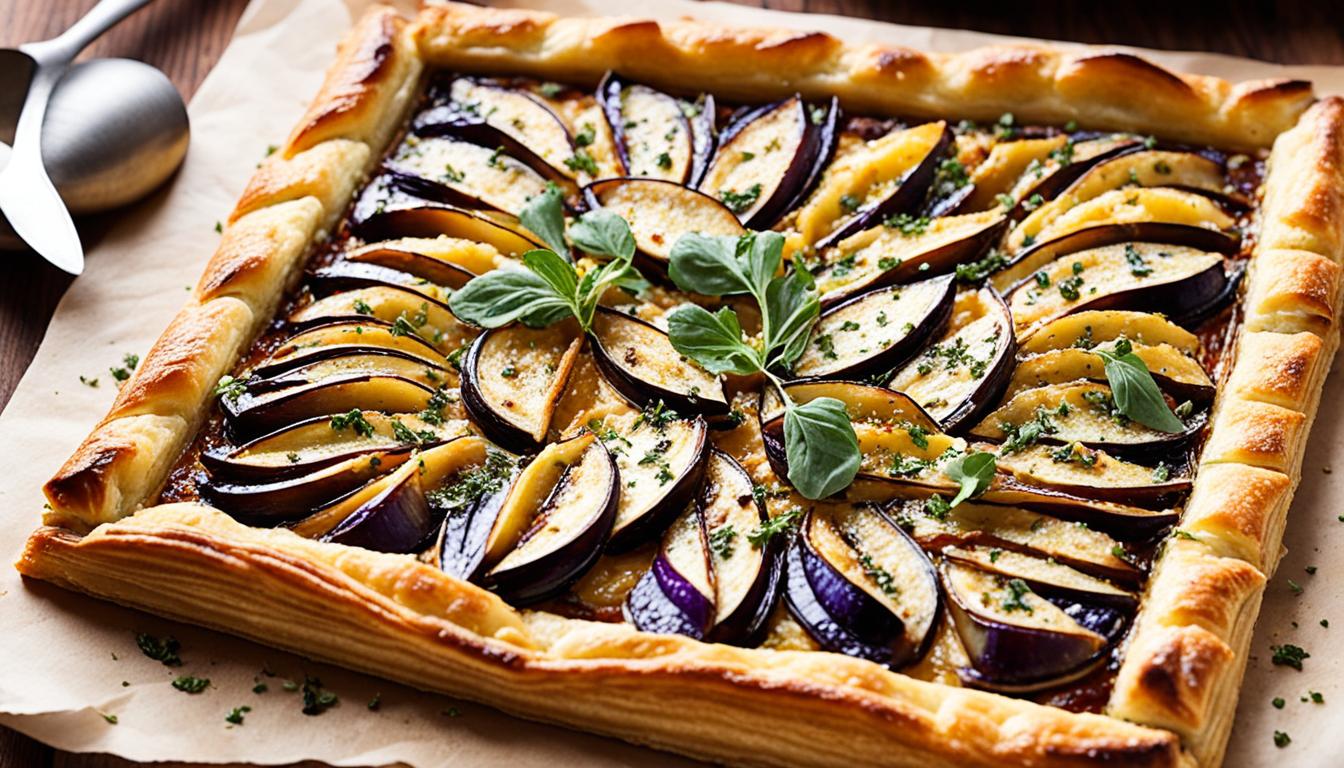 eggplant cheese honey nigella puff pastry tart recipe