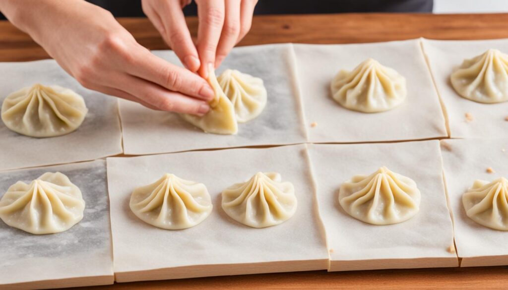 folding dumplings