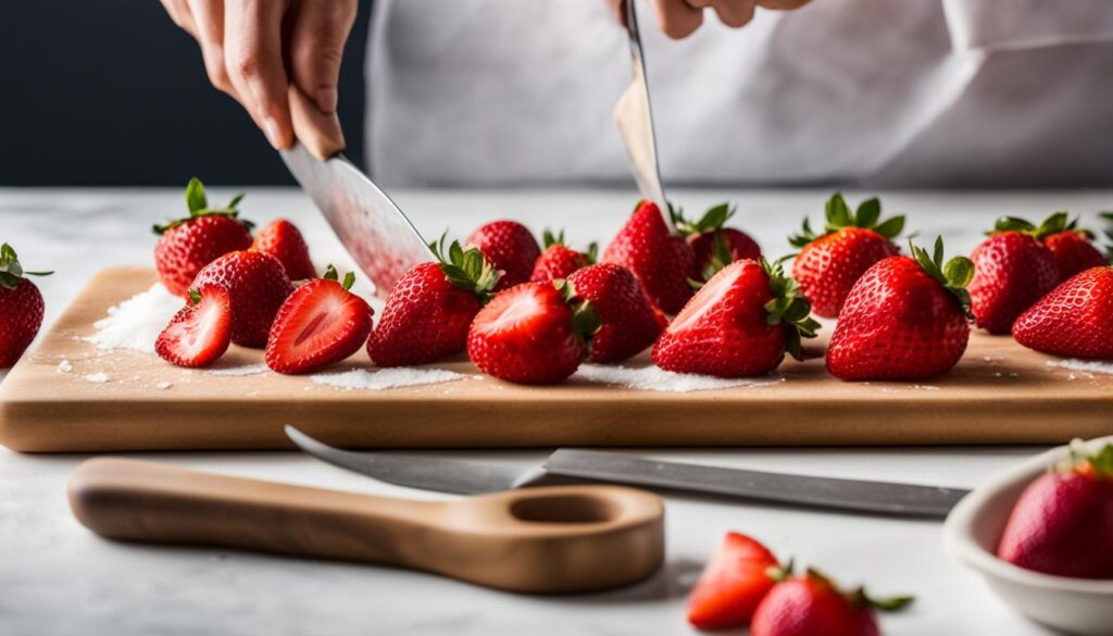 fruit roll up with fresh strawberries