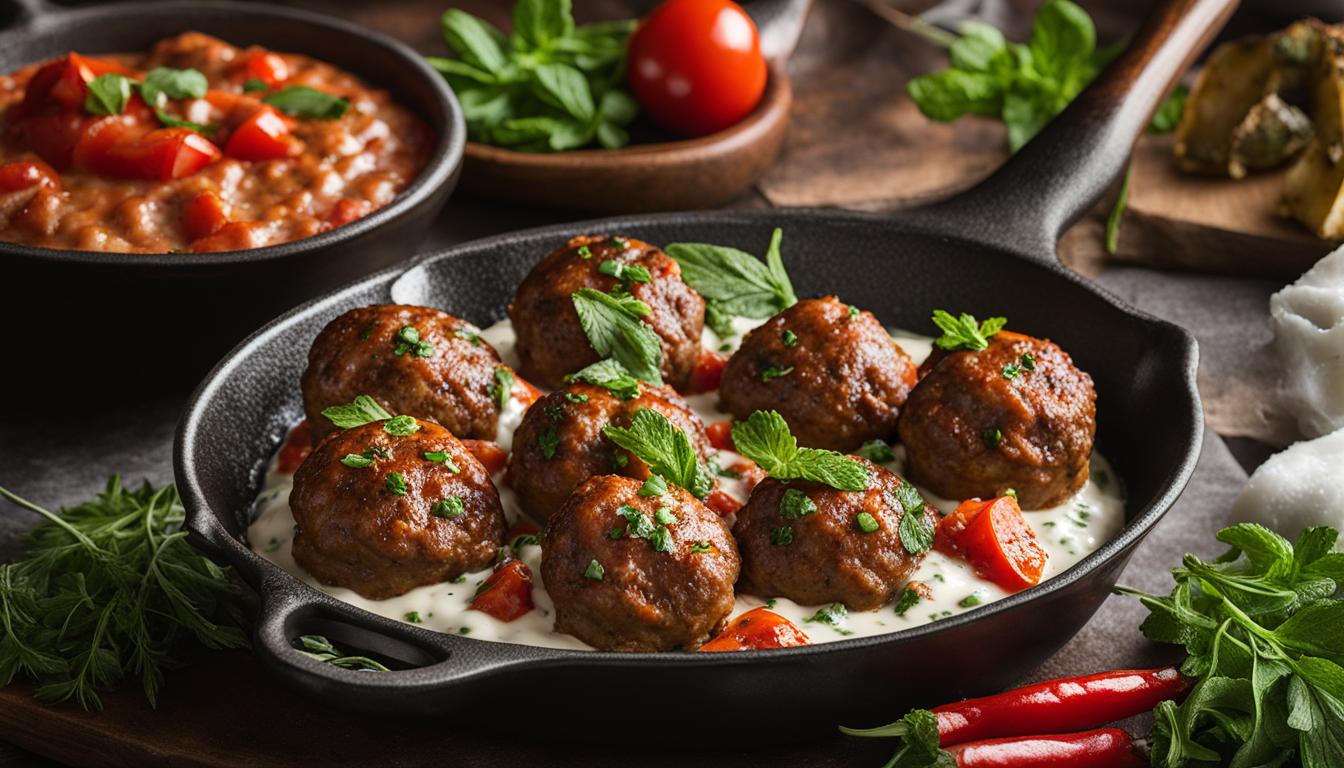 grilled beef meatballs yogurt mint sauce onion salad recipe