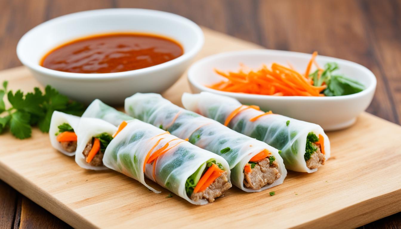 grilled pork paste rice paper rolls recipe