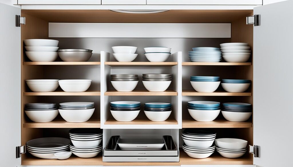 mixing bowls and bakeware storage