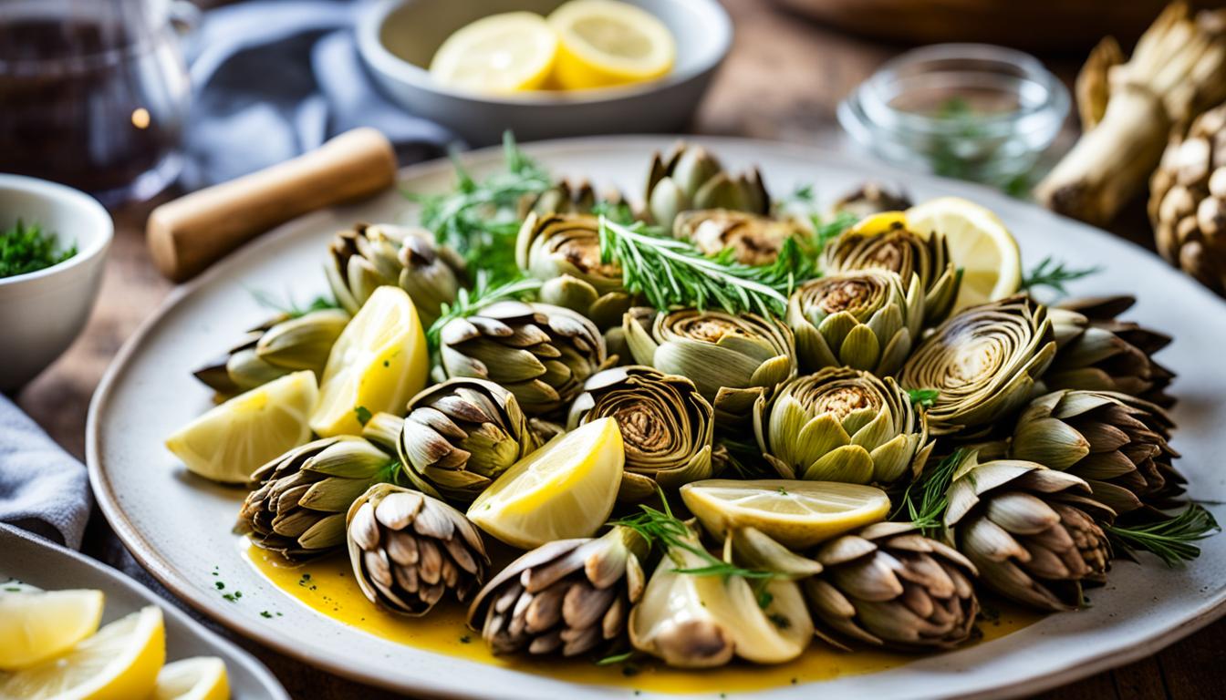 old fashioned artichokes a la barigoule with mushrooms