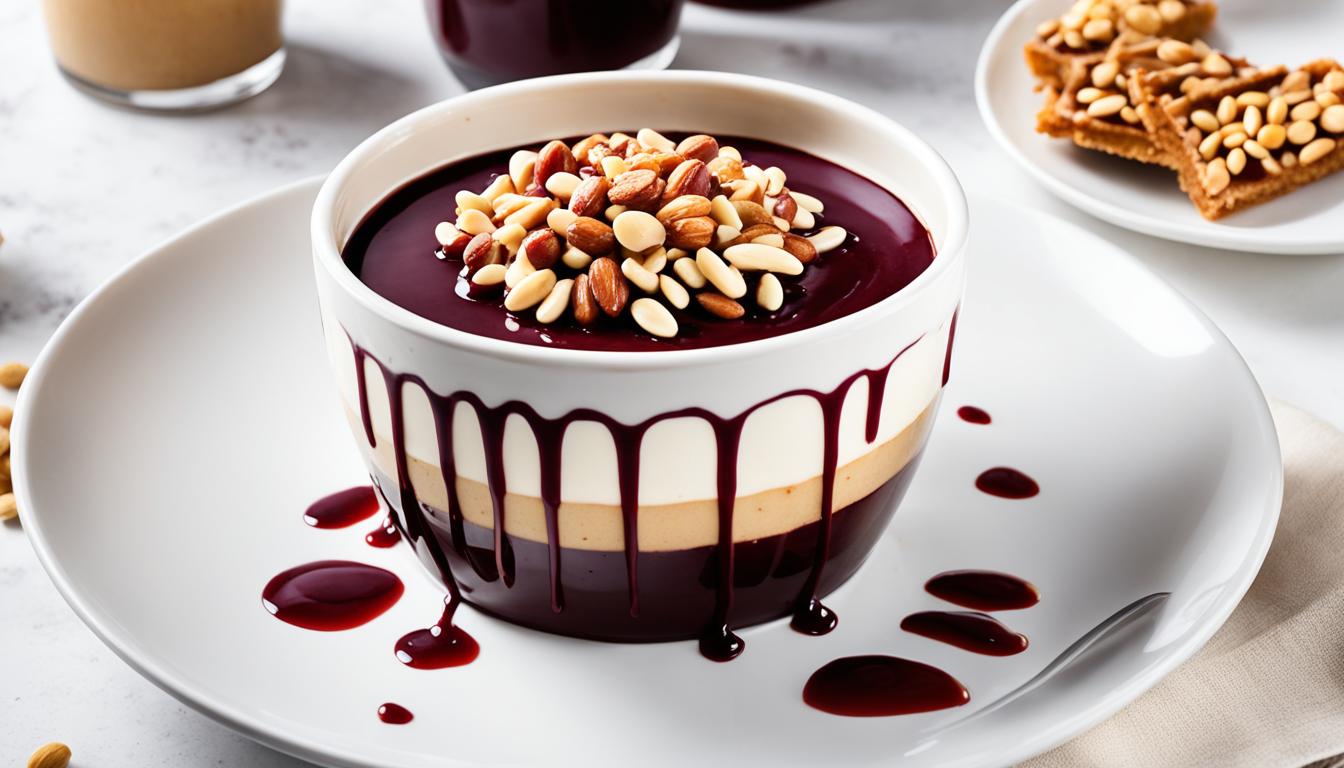 Peanut Butter Pot de Creme with Red Wine Syrup