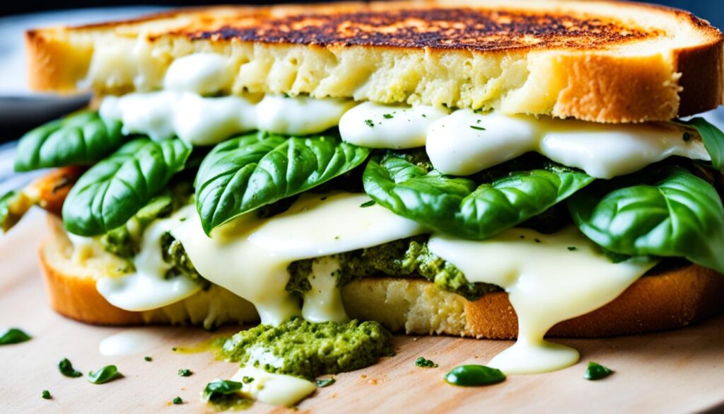 pesto mozzarella grilled cheese