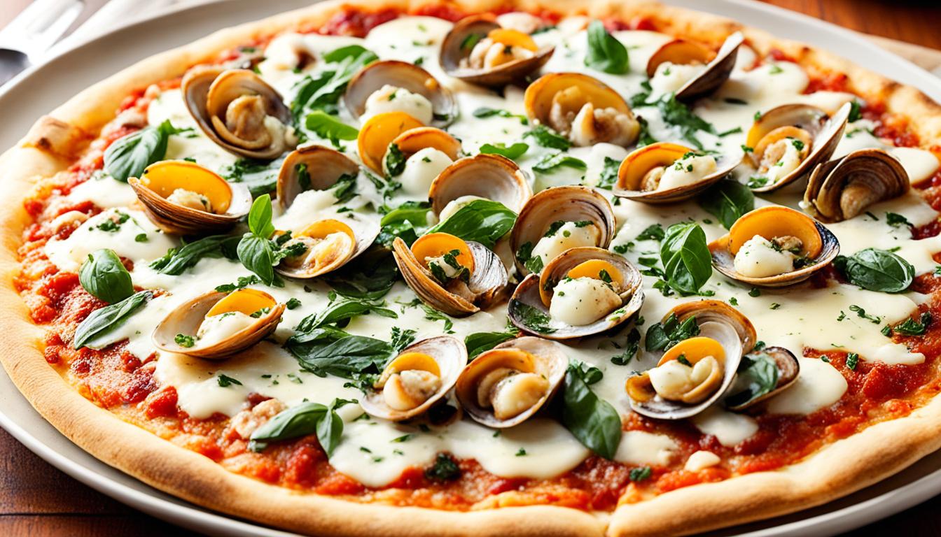 pizza fresh clams garlic mozzarella romano basil recipe