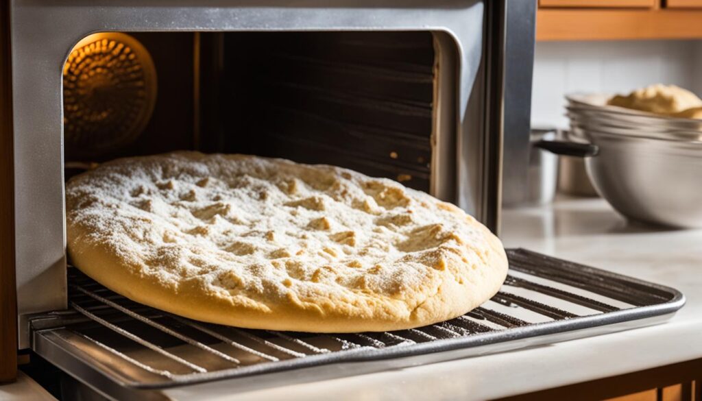 rising dough in warm oven