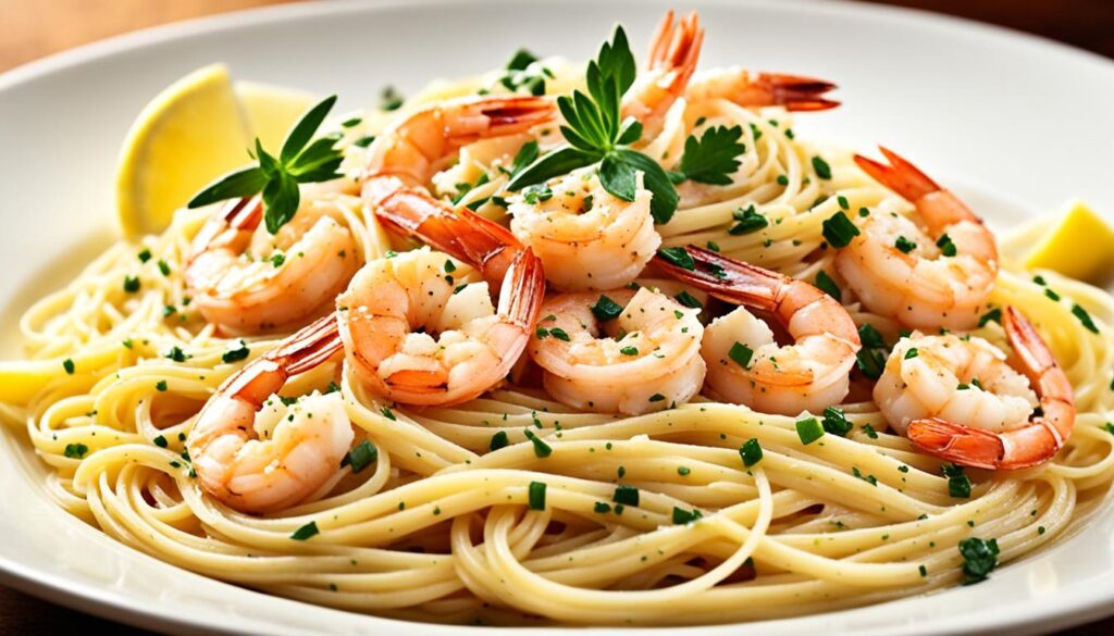 shrimp scampi with linguine