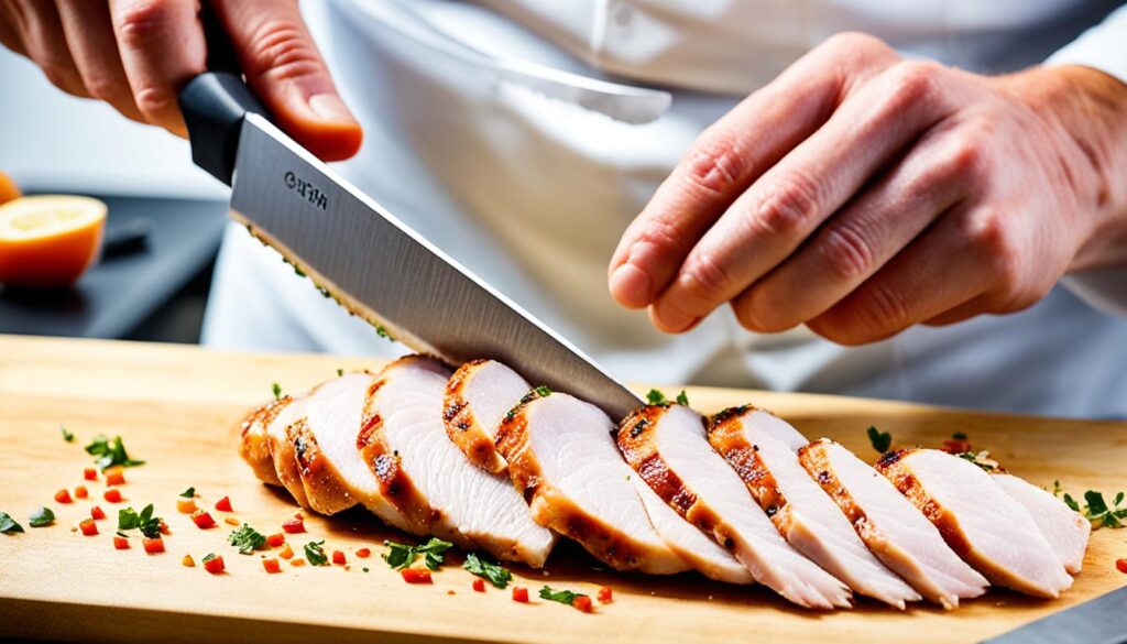 slicing chicken breast