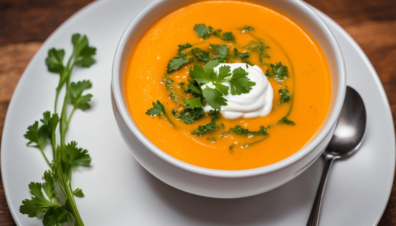 spicy carrot and ginger soup with harissa