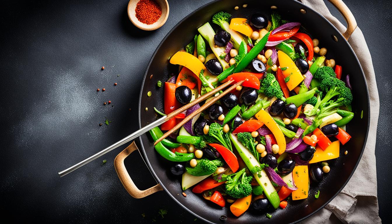 stir fried spring vegetables black olive sichuan peppercorn recipe