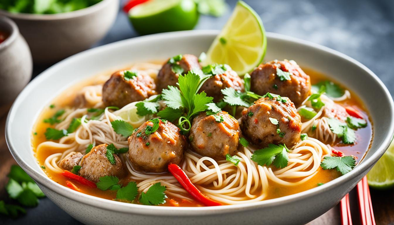 Thai Pork Noodle Soup with Meatballs Recipe