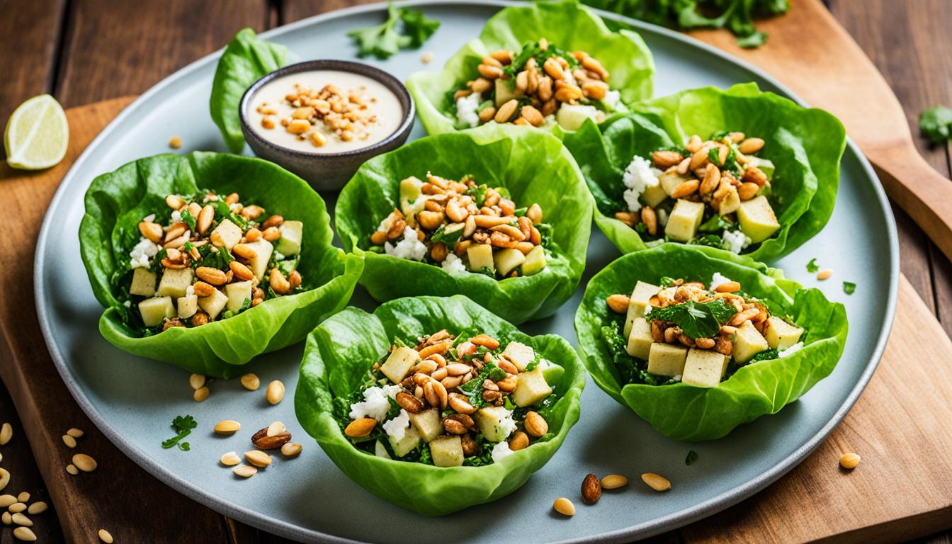 Fresh Tofu Pine Nut Jicama Lettuce Cups Recipe