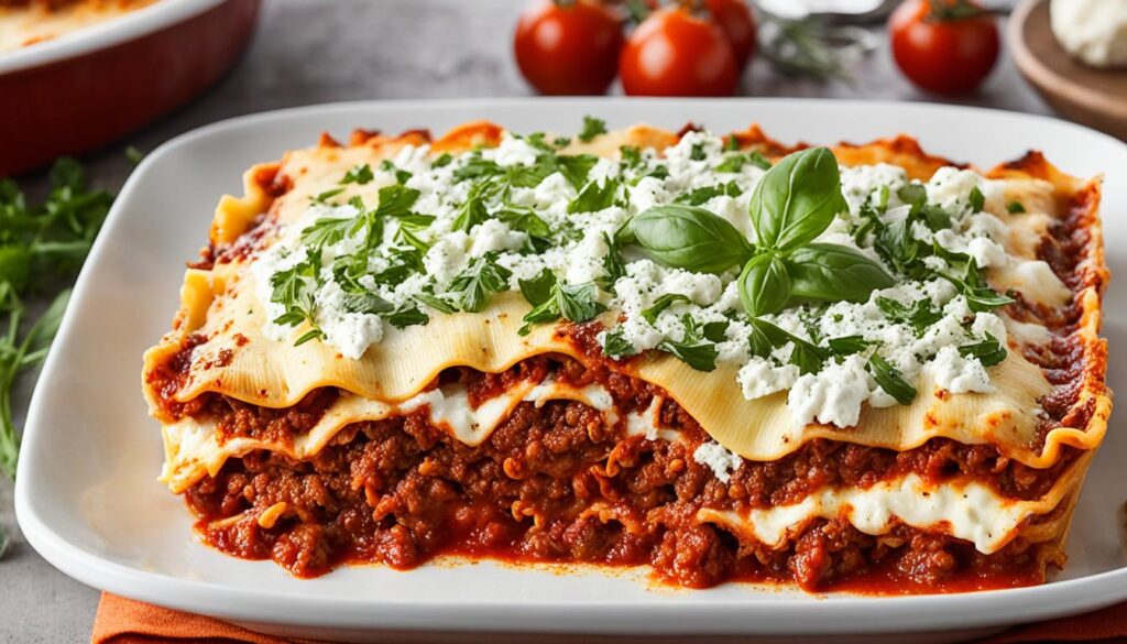 traditional homemade lasagna bolognese