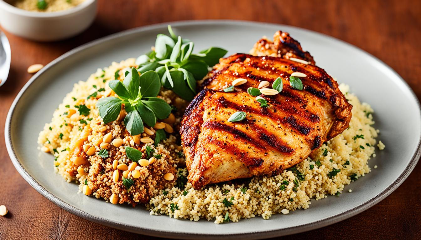 Broiled Tandoori Chicken with Almonds & Couscous