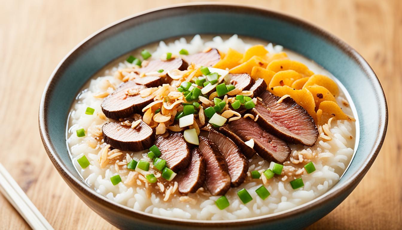 Shiitake Garlic Beef Brown Rice Congee Recipe