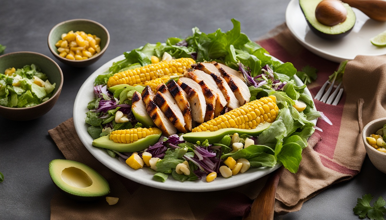 chicken salad miso corn avocado recipe