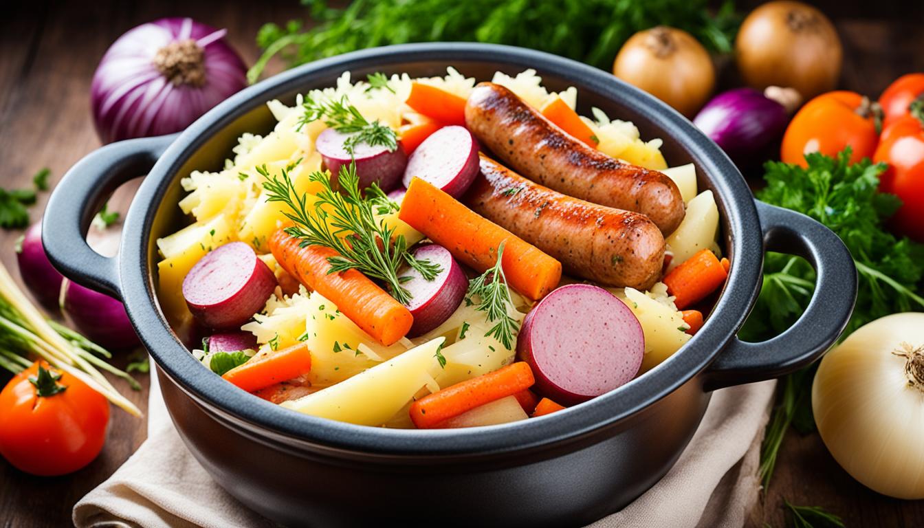 choucroute garnie alsatian braised sauerkraut meat sausage recipe