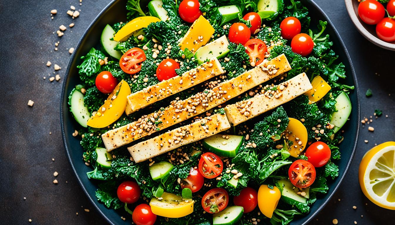 crispy zaatar tofu kale avocado grapefruit salad recipe