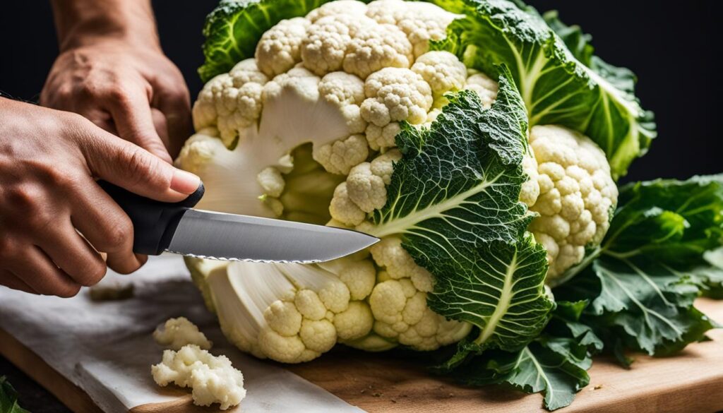 efficient cauliflower cutting technique