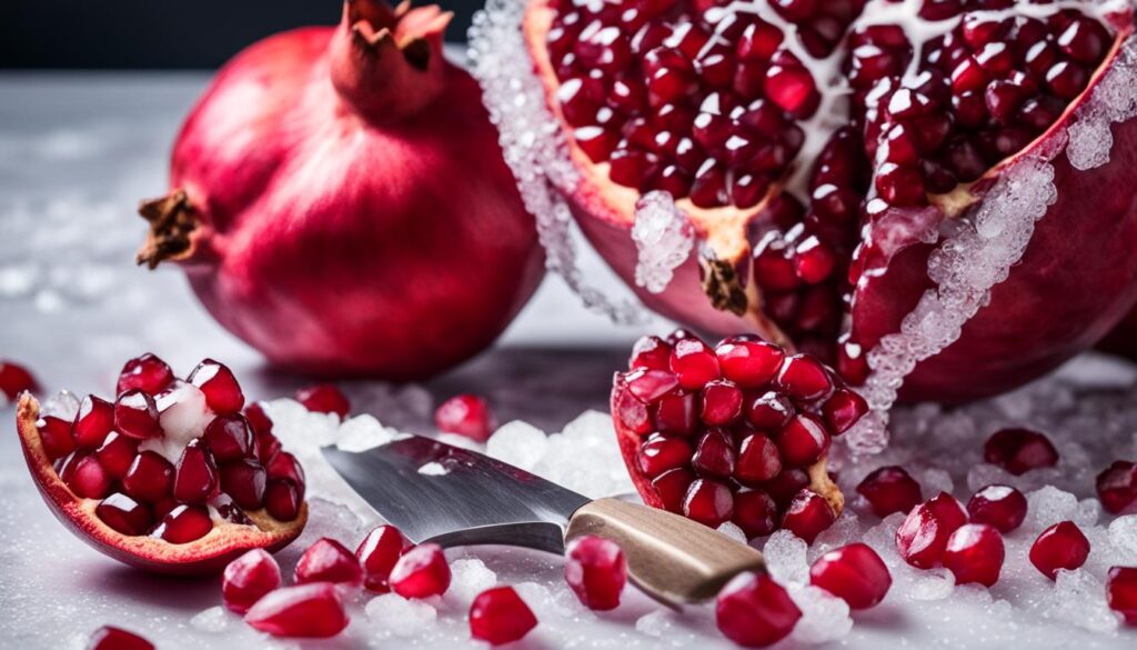 freezing pomegranate seeds