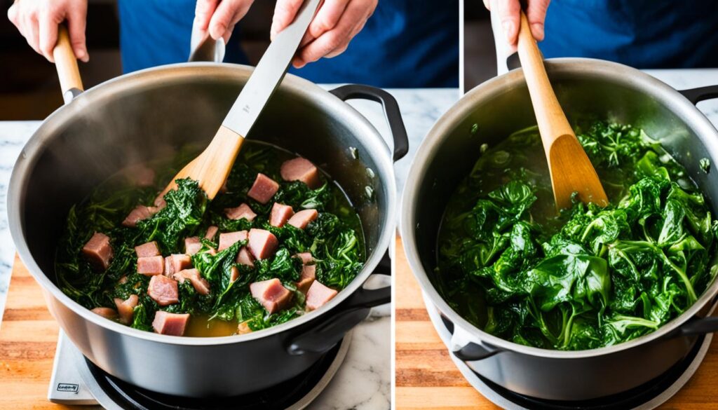 how to cook collard greens with ham hocks