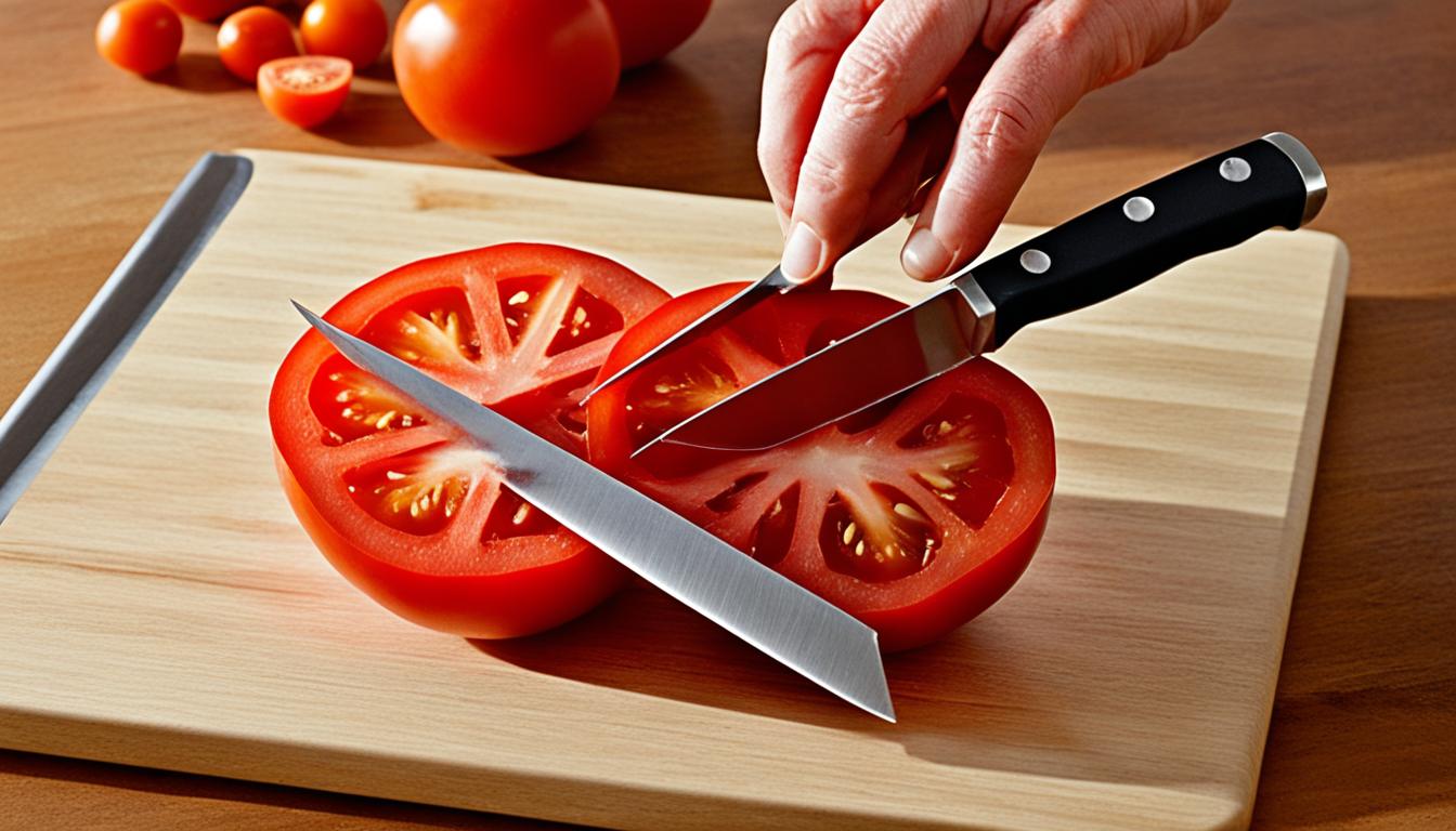 how to cut slice a tomato vegetables knife skills