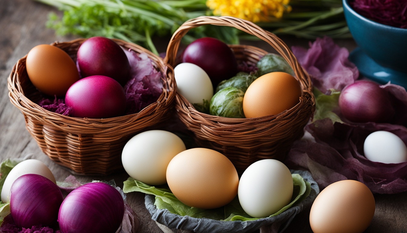 Natural Easter Egg Dyeing with Onion, Beets, Cabbage