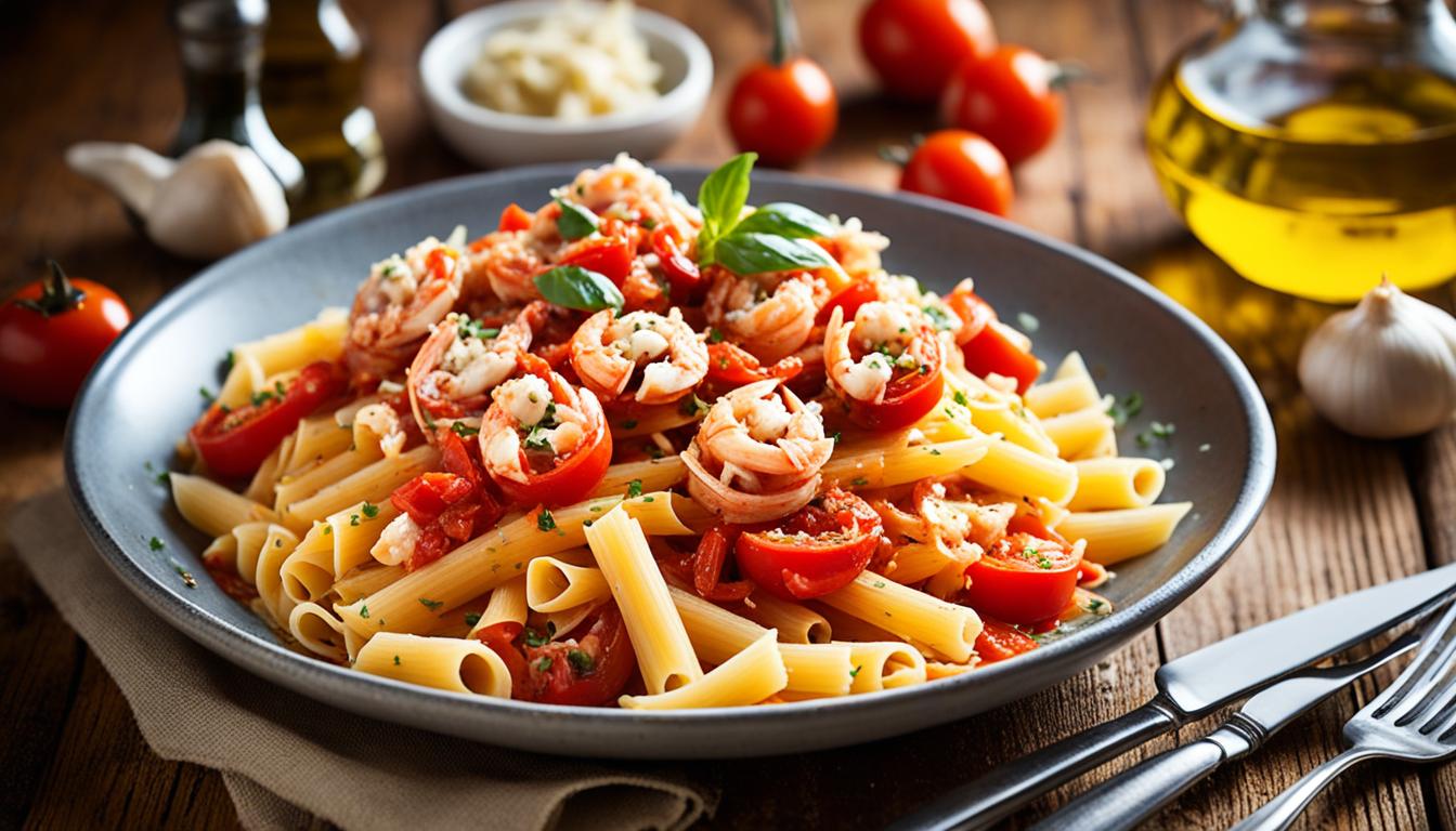 Spicy Pasta Crab Tomato Chilies Recipe Delight