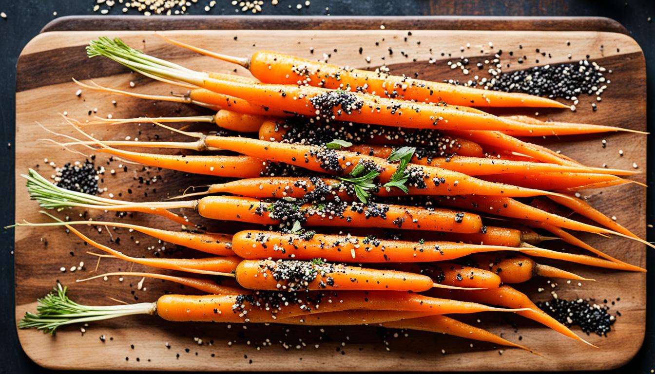 Roasted Carrots with Black Sesame Dressing Recipe