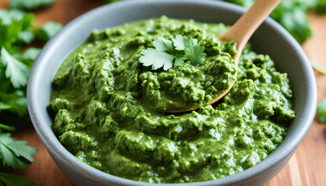 sauced cilantro pesto