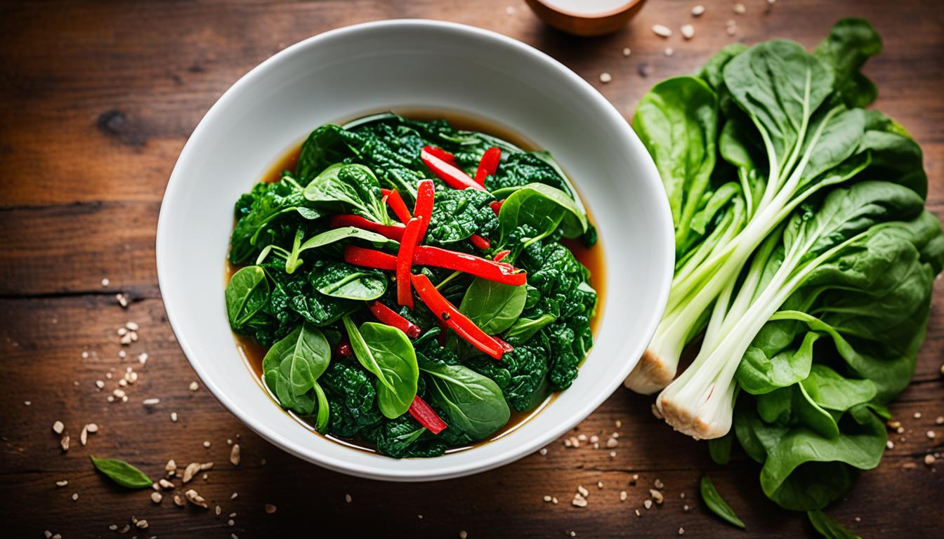 Spinach Red Shen Choy Broth Garlic Recipe Idea