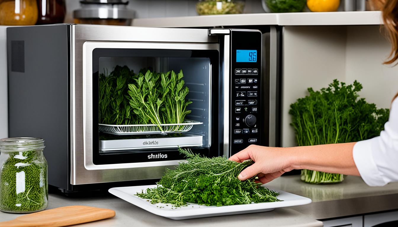 use the microwave to dry your herbs for long lasting intense flavor