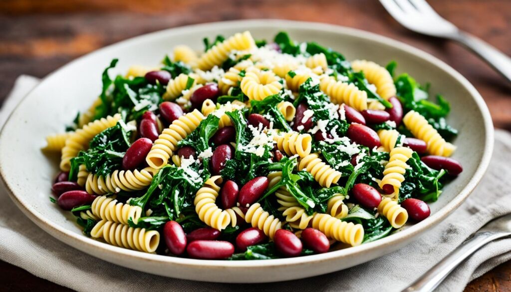 pasta with beans and greens